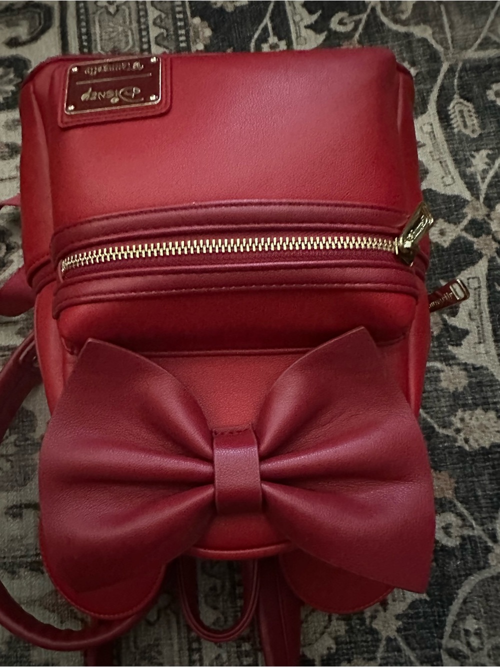 Disney loungefly Red Minnie Bow Mini Backpack with Gold Hardware - Picture 9 of 10